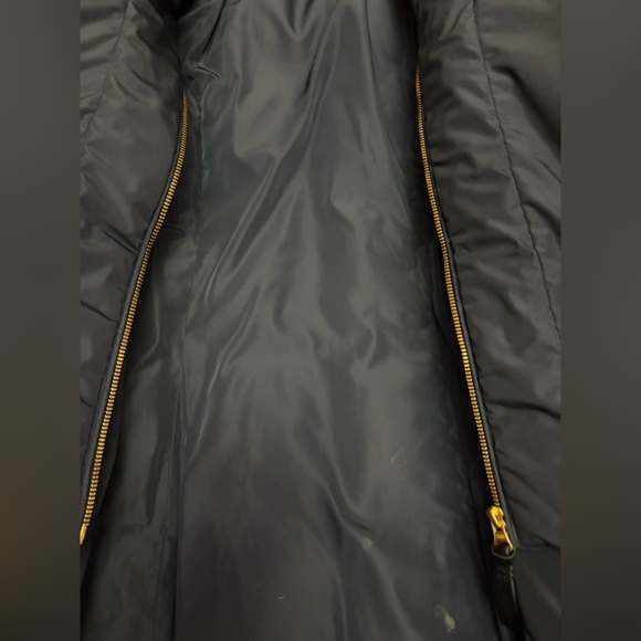 Mackage Dark Blue Puffer Coat with Brown Fur Trim - Picture 3 of 11